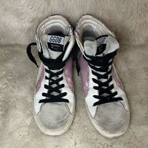 Women's Golden Goose Slide Pink and White Sneakers Size 36